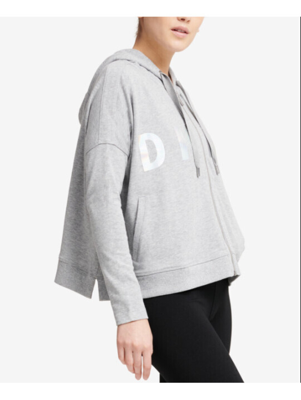 DKNY Womens Sport Logo Zip Hoodie Size L - Picture 2 of 3